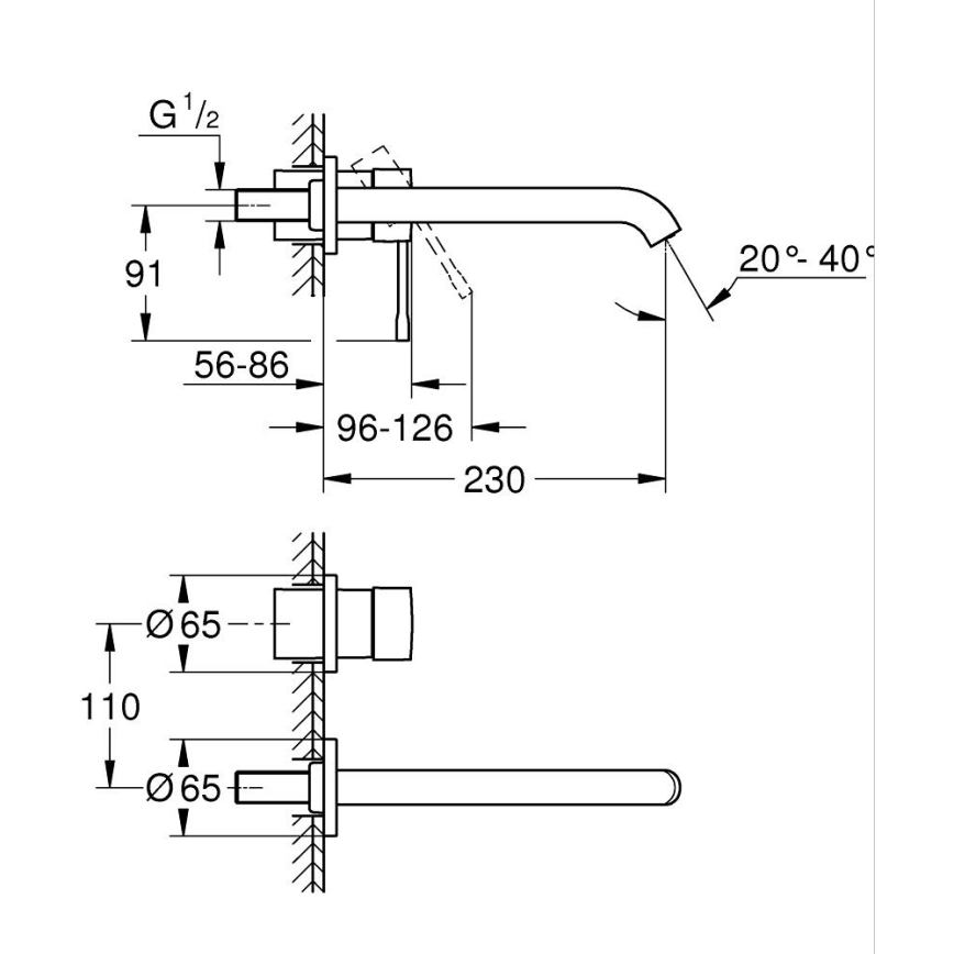 GROHE 19967DL1 - Bateria umywalkowa do montażu w dwóch otworach ESSENCE 230 mm, brązowa