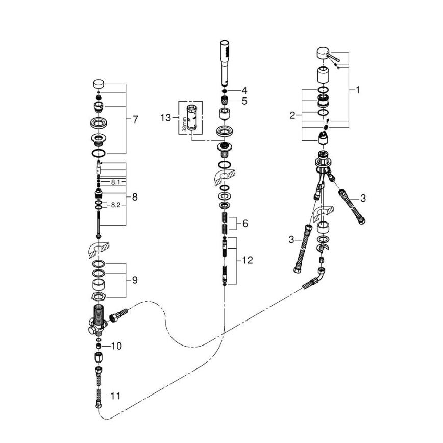 GROHE 19976001 - Bateria wannowa 3-otworowa ESSENCE chrom błyszczący