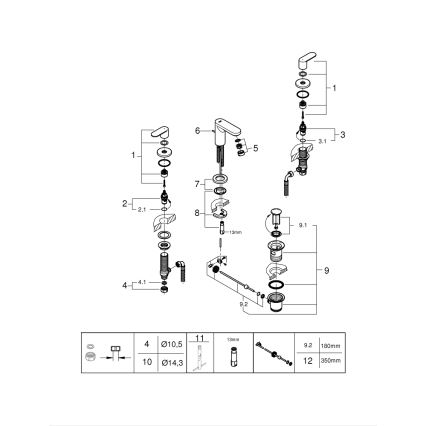 GROHE 20187000-Bateria umywalkowa 3-otworowa EUROSMART COSMOPOLITAN DN 15 chrom