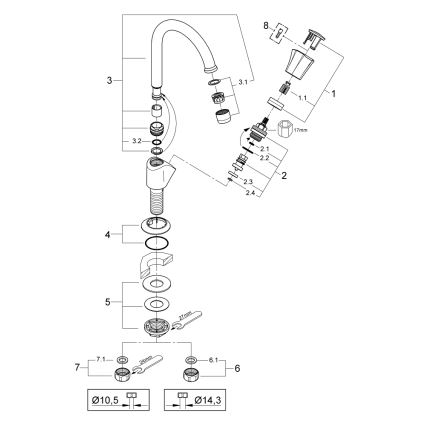GROHE 20393001 - Bateria stojąca COSTA L DN 15, chrom błyszczący
