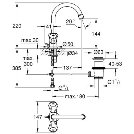 GROHE 21375001 - Bateria umywalkowa COSTA L błyszczący chrom