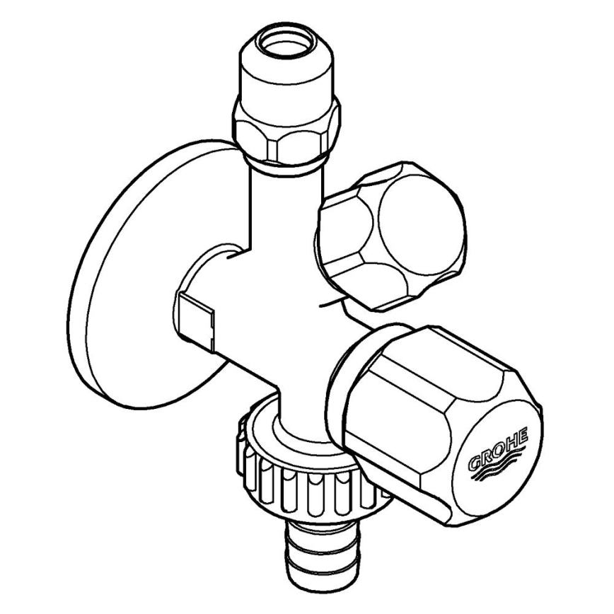 GROHE 22036000 - Kombinowany zawór kątowy ORIGINAL WAS® DN 15 chrom błyszczący
