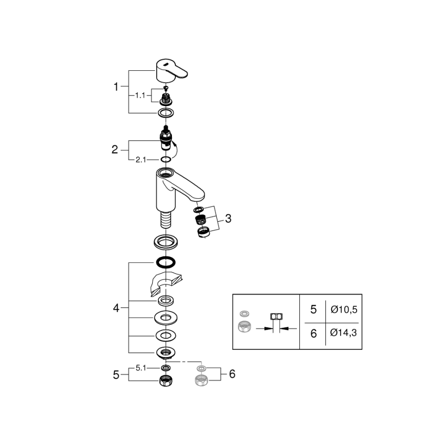 GROHE 23039002 - Bateria umywalkowa EUROSTYLE COSMOPOLITAN rozmiar XS chrom