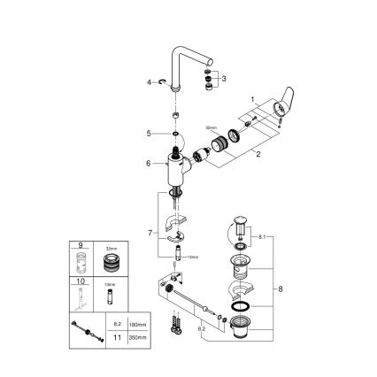 GROHE 23054003 - Bateria umywalkowa EURODISC COSMOPOLITAN rozmiar L chrom