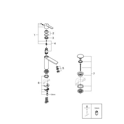 GROHE 23106AL1 - Bateria umywalkowa LINEARE rozmiar S grafitowa