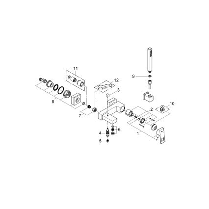 GROHE 23141000 - Zestaw wannowy z baterią EUROCUBE DN 15 chrom błyszczący