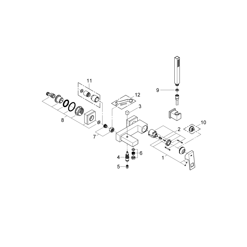 GROHE 23141000 - Zestaw wannowy z baterią EUROCUBE DN 15 chrom błyszczący