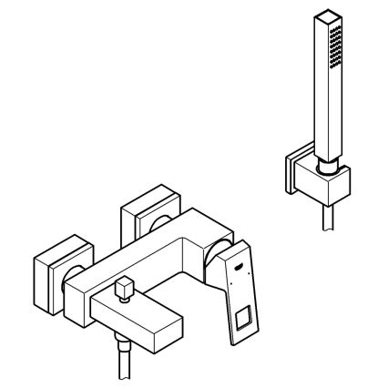 GROHE 23141000 - Zestaw wannowy z baterią EUROCUBE DN 15 chrom błyszczący