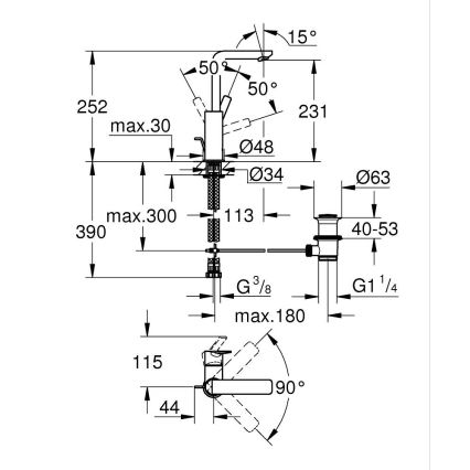 GROHE 23296001 - Bateria umywalkowa LINEARE, rozmiar L, chrom błyszczący