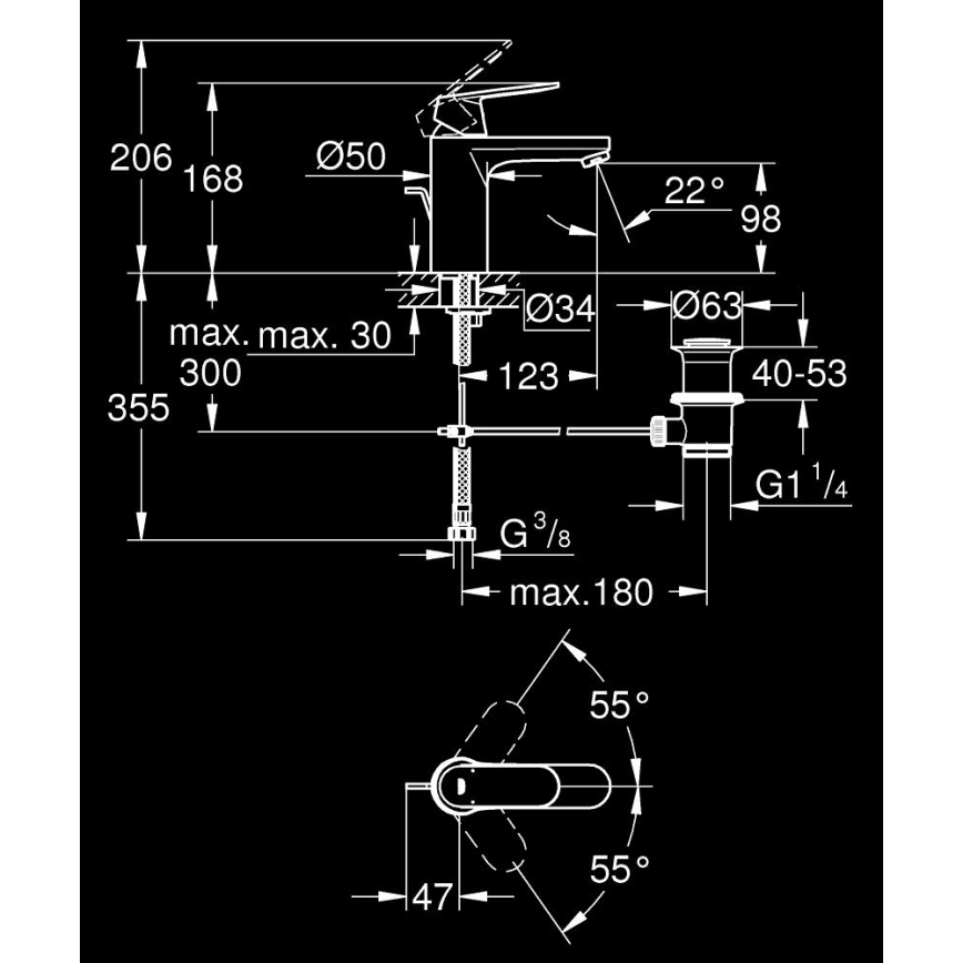 GROHE 23325000 - Bateria umywalkowa EUROSMART COSMOPOLITAN rozmiar M chrom