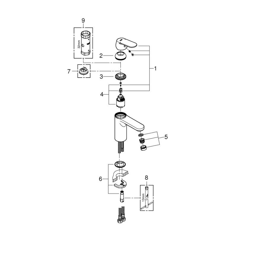GROHE 23327000 - Bateria umywalkowa EUROSMART COSMOPOLITAN DN 15 rozmiar M chrom