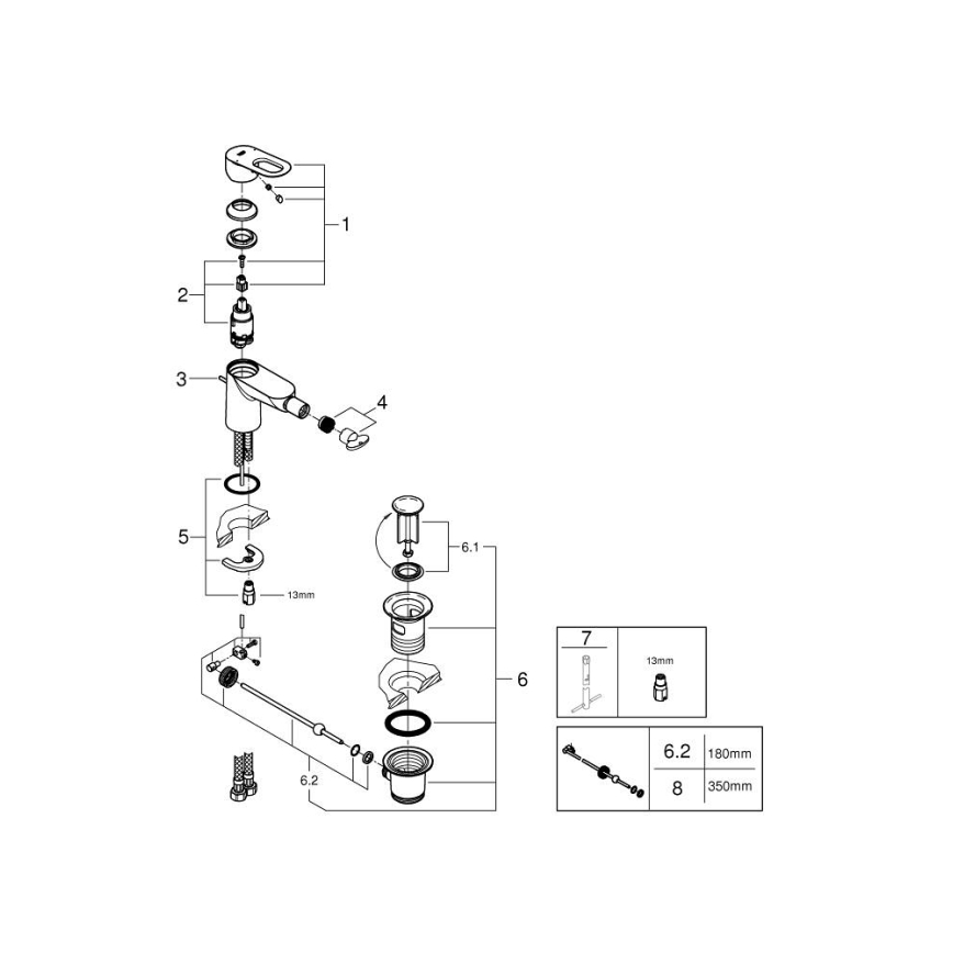 GROHE 23338000 - Bateria bidetowa BAULOOP chrom błyszczący