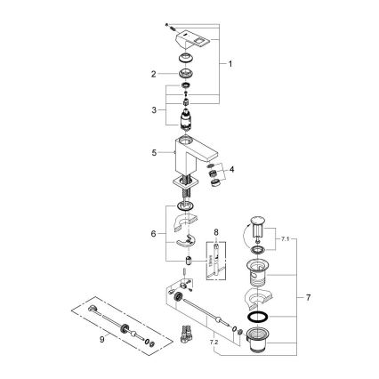 GROHE 2339000E - Bateria umywalkowa EUROCUBE DN 15, błyszczący chrom