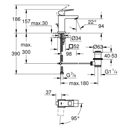 GROHE 2339000E - Bateria umywalkowa EUROCUBE DN 15, błyszczący chrom