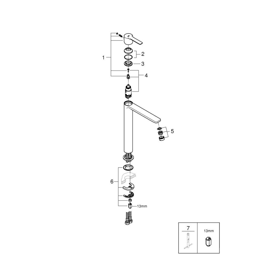 GROHE 23405DC1 - Bateria umywalkowa LINEARE DN 15 stal nierdzewna