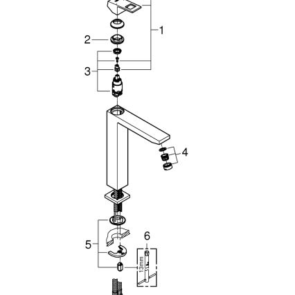 GROHE 23406AL0 - Bateria umywalkowa EUROCUBE rozmiar XL grafitowa