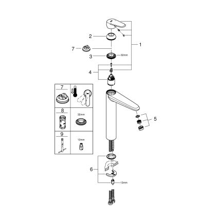 GROHE 23432000 - Bateria umywalkowa EURODISC COSMOPOLITAN rozmiar XL chrom