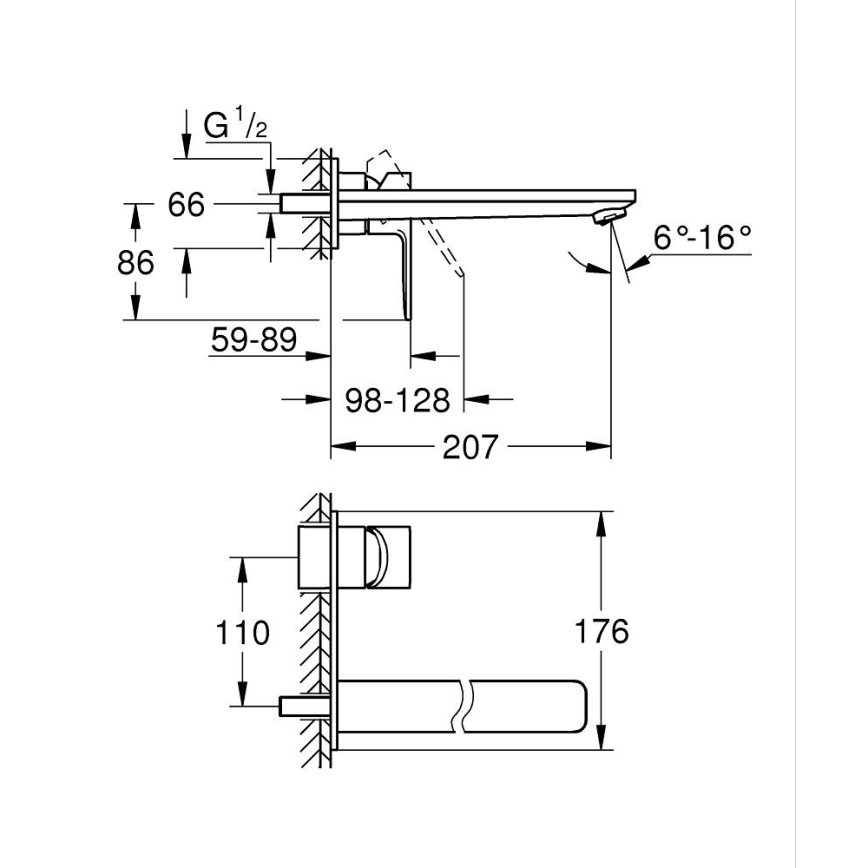 GROHE 23444001 - Bateria umywalkowa 2-otworowa LINEARE 207 mm, chrom błyszczący
