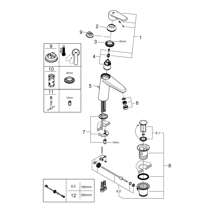 GROHE 23448002 - Bateria umywalkowa EURODISC COSMOPOLITAN rozmiar M, chrom