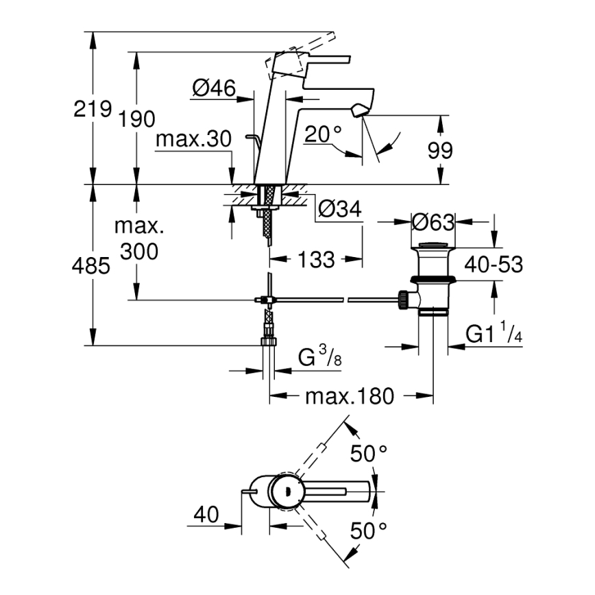 GROHE 23450001 - Bateria umywalkowa CONCETTO M chrom błyszczący