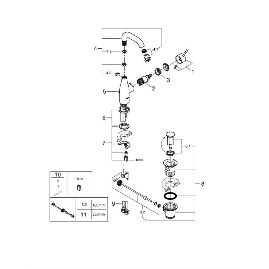 GROHE 23462DC1 - Bateria umywalkowa ESSENCE, rozmiar M, stal nierdzewna