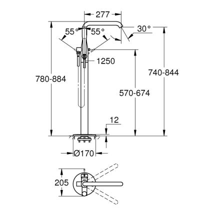 GROHE 23491AL1 - Bateria wannowa ESSENCE 277 mm grafitowa
