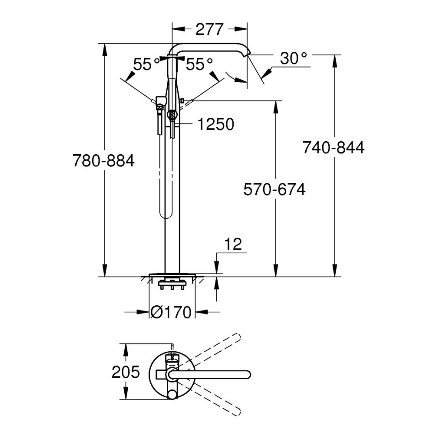 GROHE 23491AL1 - Bateria wannowa ESSENCE 277 mm grafitowa