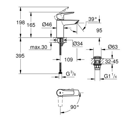 GROHE 23551002 - Bateria umywalkowa START rozmiar S chrom błyszczący