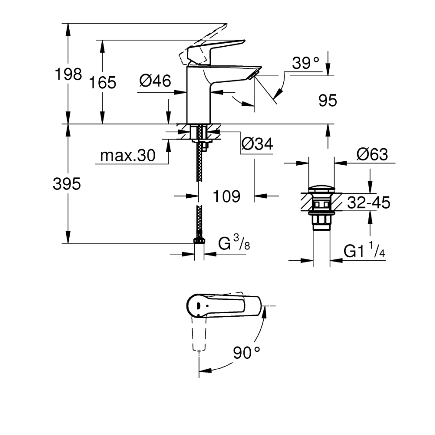 GROHE 23551002 - Bateria umywalkowa START rozmiar S chrom błyszczący
