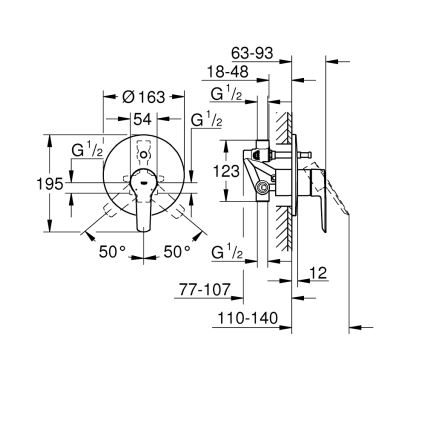 GROHE 23558002 - Bateria wannowa START chrom błyszczący