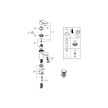 GROHE 23586000 - Bateria umywalkowa GET rozmiar S chrom błyszczący
