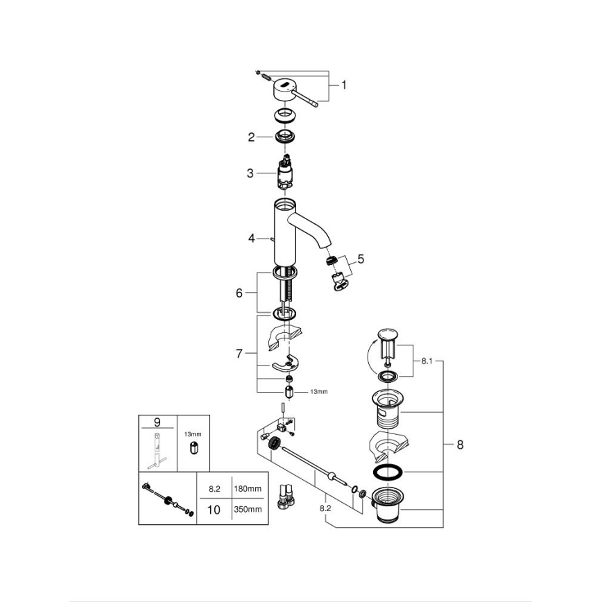 GROHE 23589AL1 - Bateria umywalkowa ESSENCE rozmiar S, grafit