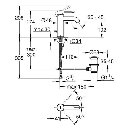 GROHE 23589AL1 - Bateria umywalkowa ESSENCE rozmiar S, grafit