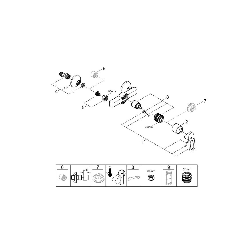 GROHE 23634000 - Bateria prysznicowa BAULOOP DN 15 chrom błyszczący