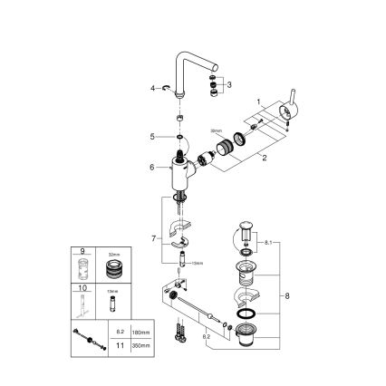 GROHE 23739002 - Bateria umywalkowa CONCETTO 291 mm, chrom błyszczący