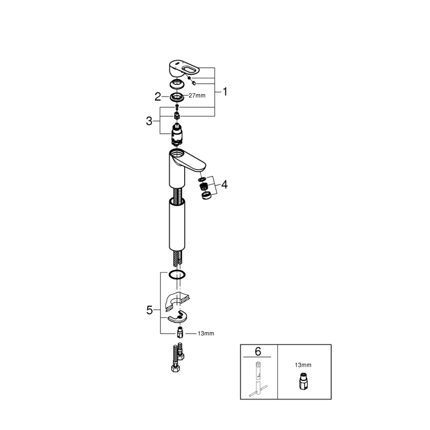 GROHE 23764000 - Bateria umywalkowa BAULOOP DN 15, chrom błyszczący
