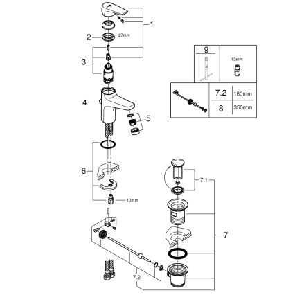 GROHE 23769000 - Bateria umywalkowa START FLOW, chrom błyszczący