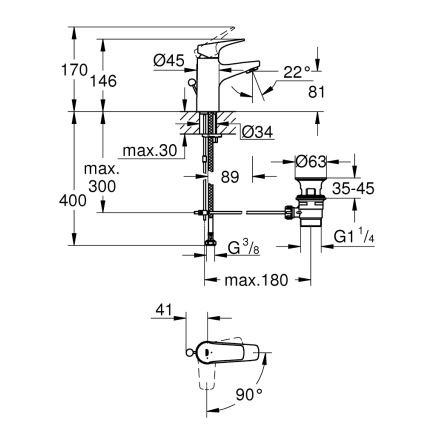 GROHE 23769000 - Bateria umywalkowa START FLOW, chrom błyszczący