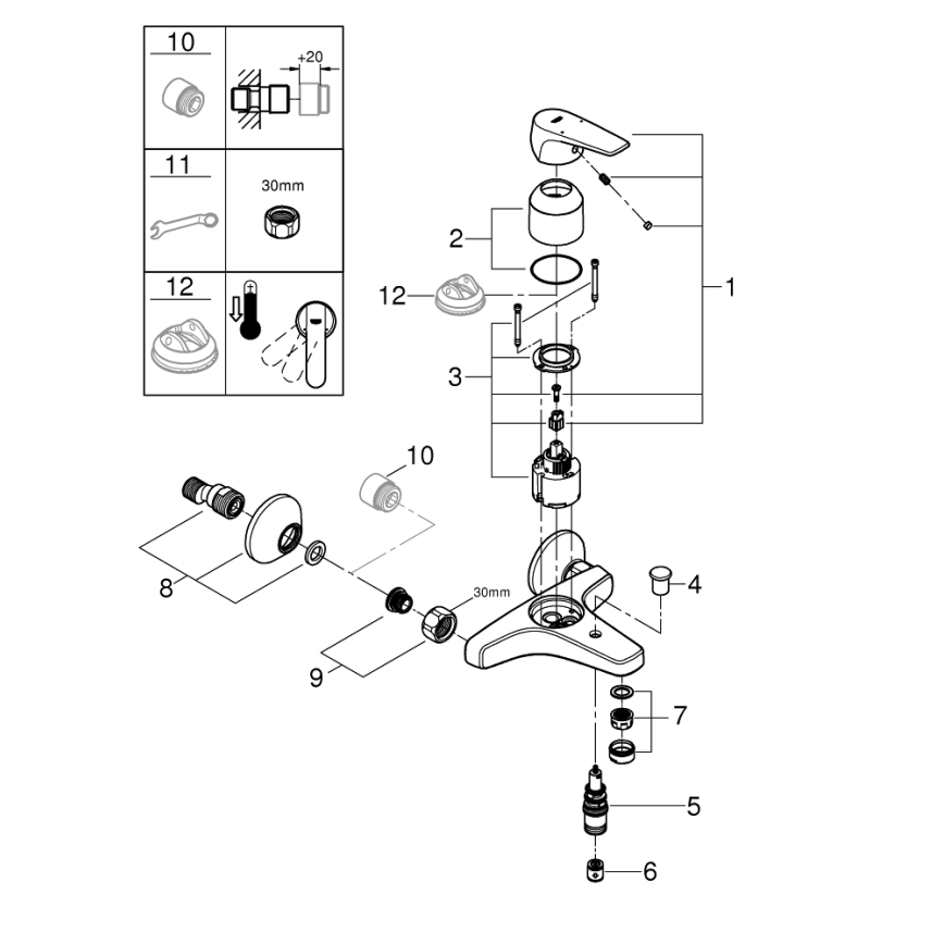 GROHE 23772000 - Bateria wannowa START FLOW 150 mm, chrom błyszczący