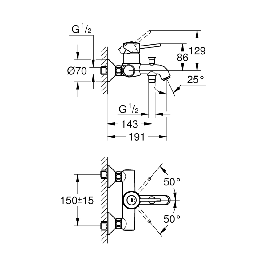 GROHE 23787000 - Bateria wannowa START CLASSIC DN 15, błyszczący chrom
