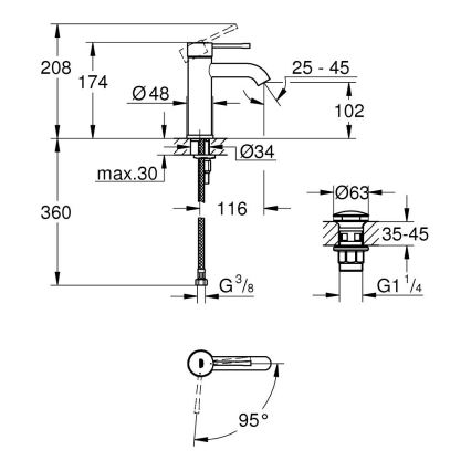 GROHE 23797001 - bateria umywalkowa ESSENCE rozmiar S, chrom błyszczący