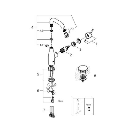 GROHE 23798001 - Bateria umywalkowa ESSENCE DN 15 rozmiar M błyszczący chrom