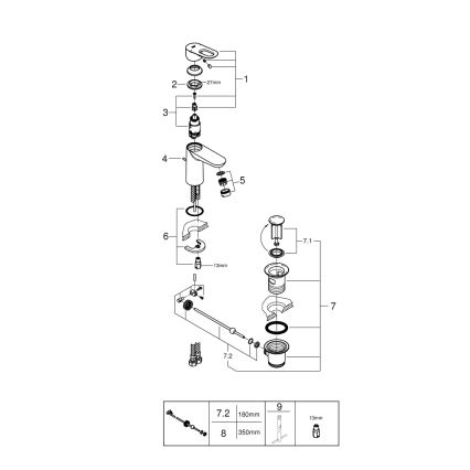 GROHE 23803000 - Bateria umywalkowa EUROSMART błyszczący chrom