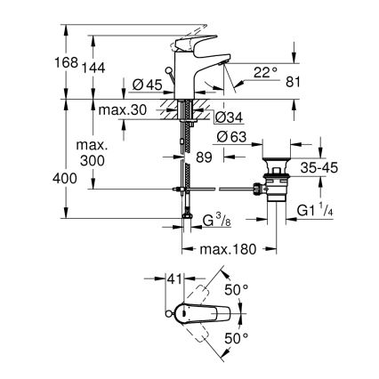 GROHE 23809000 - Bateria umywalkowa START FLOW DN 15, błyszczący chrom