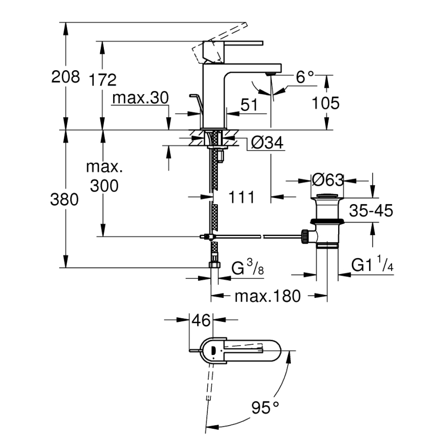 GROHE 23870003 - Bateria umywalkowa PLUS rozmiar S chrom błyszczący