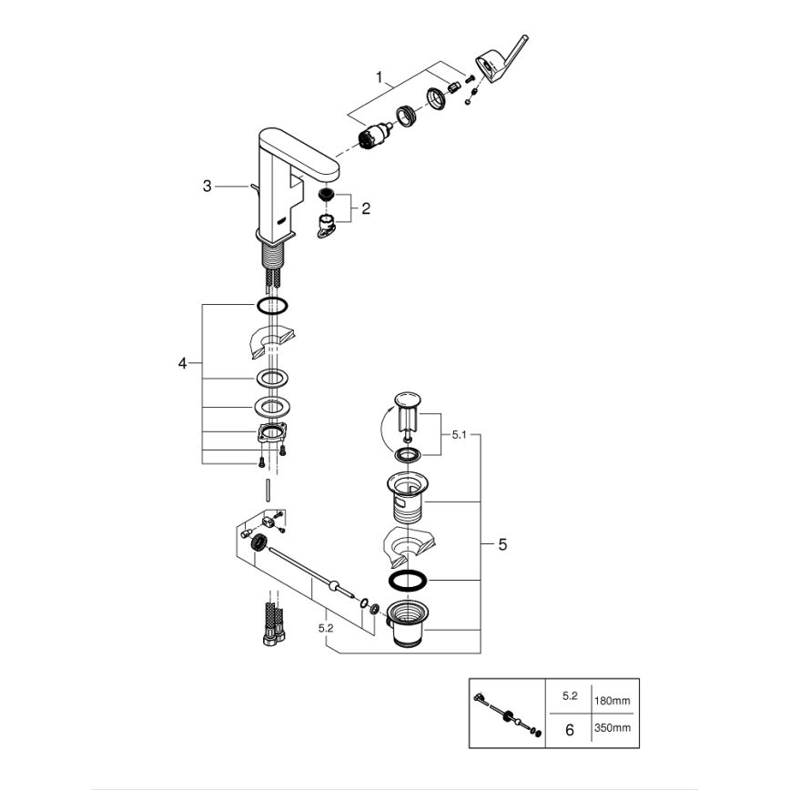GROHE 23871003 - Bateria umywalkowa PLUS, rozmiar M, chrom błyszczący