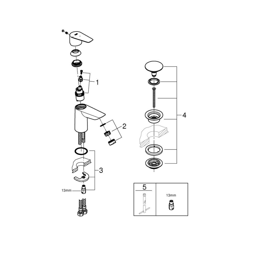 GROHE 23900001 - Bateria umywalkowa START EDGE rozmiar S, błyszczący chrom