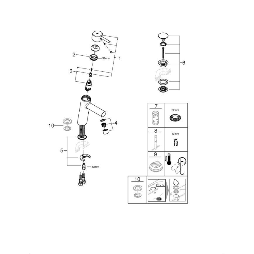 GROHE 23932001 - Bateria umywalkowa EUROSMART rozmiar M chrom błyszczący