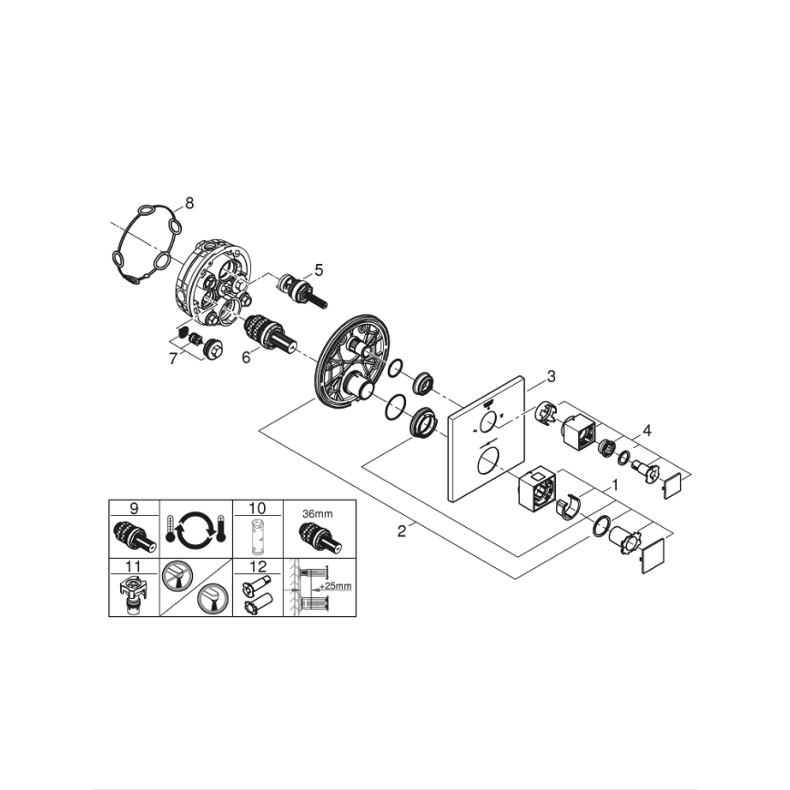 GROHE 24154000 - Bateria termostatyczna GROHTHERM CUBE chrom błyszczący