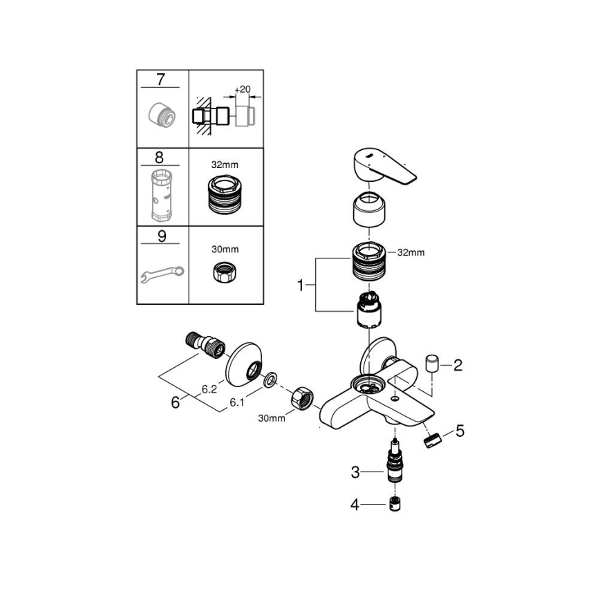 GROHE 24198001 - Bateria wannowa DN 15 chrom błyszczący